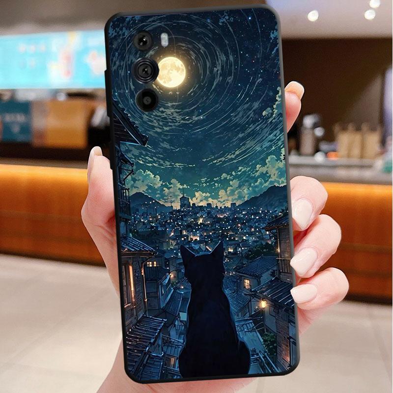 Black Cat Phone Case For Motorola Edge 60 50 40 Pro 60 50 40 30 Ultra Neo Fusion Moto G Play G Stylus G Carcasas