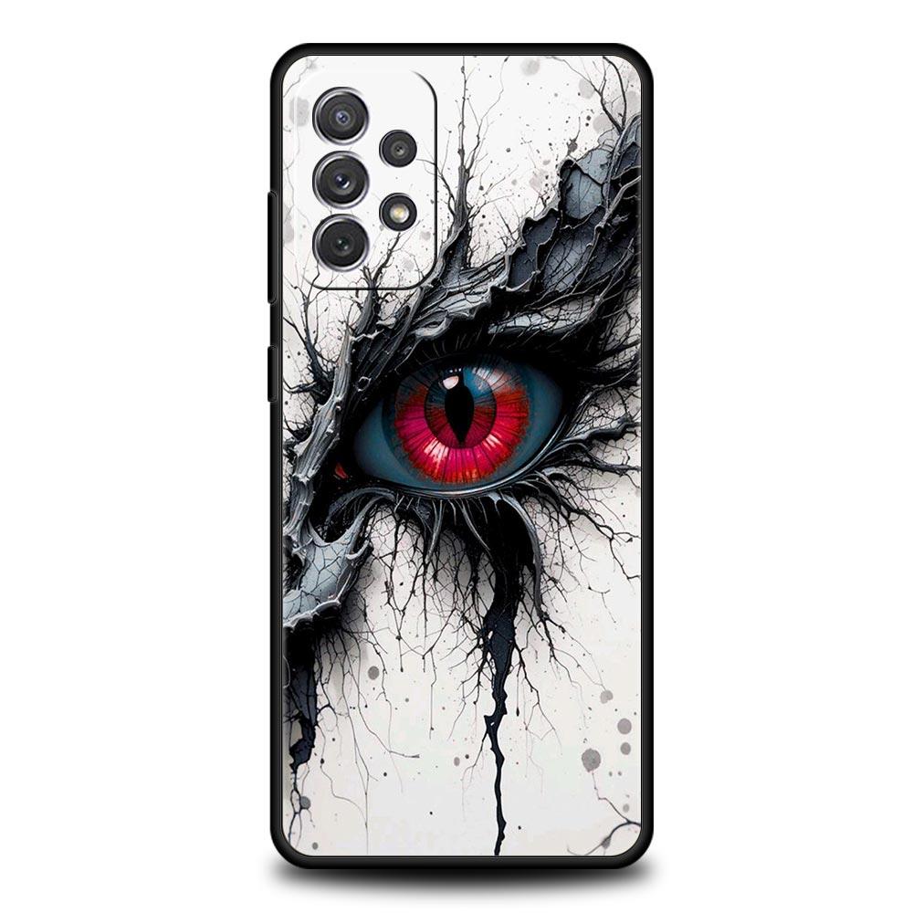 Scary Devil Eye Pattern Phone Case for Samsung A17 A13 A15 A25 A35 A51 A55 A71 A21S A11 A31 A41 A23 A53 A73 5G A03S A05s Cover