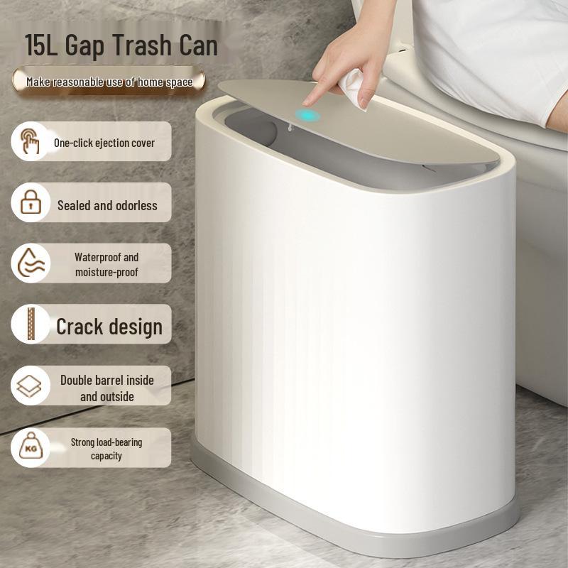 Søppelbøtte med trykknapp-popup-lokk for kjøkken, bad eller restaurant