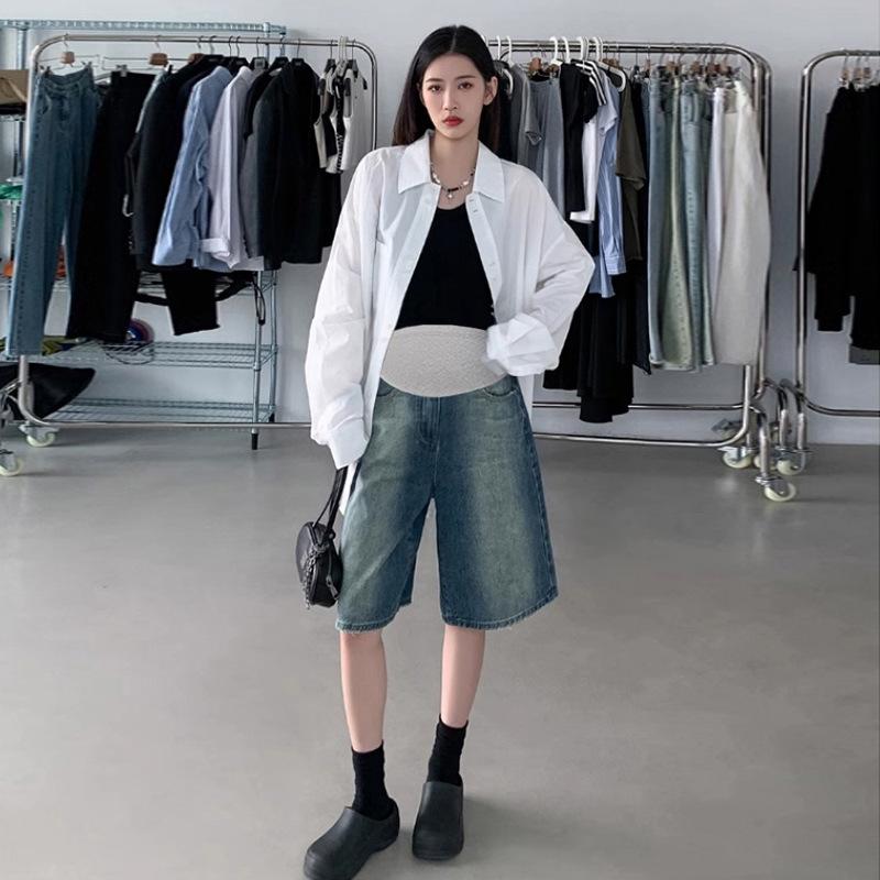 2026 Korean-Style Spring Maternity Denim Shorts M