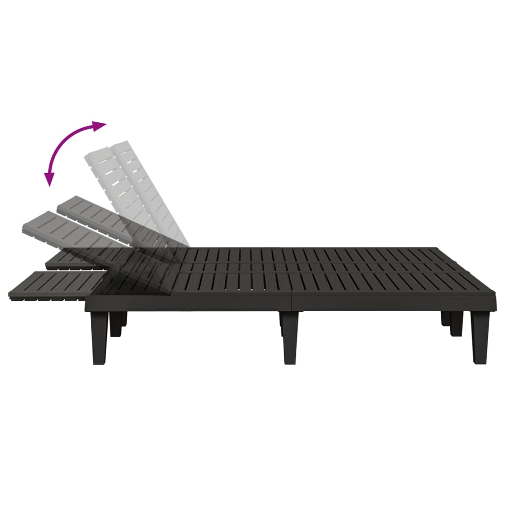 Double Sun Lounger Black 155 x 138 x 83 cm Polypropylene
