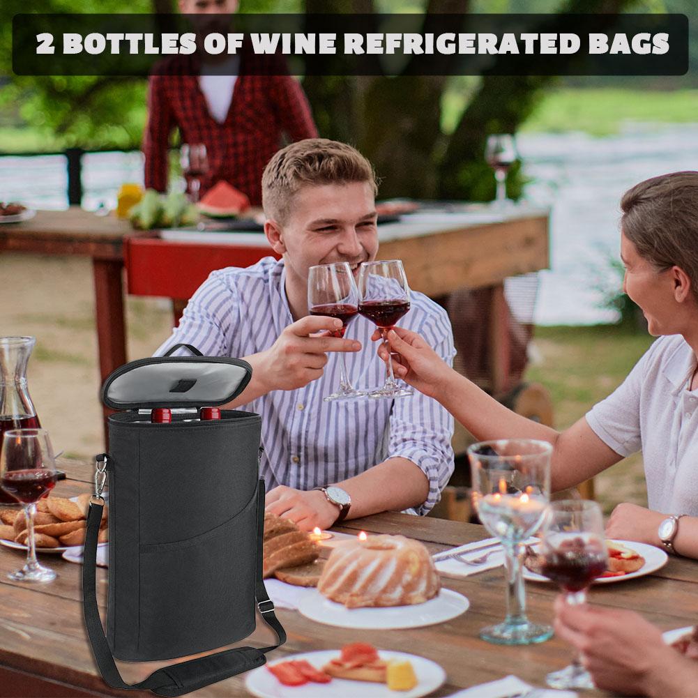 NEW Two Bottle Wine Totes Bag Cooling Case Insulated Thermal Wine Carrier for Travel Fishing Beach Outdoor Camping Accessories