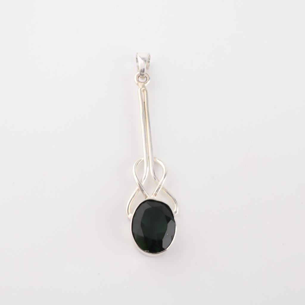 Green Tourmaline Gemstone 925 Sterling Silver Jewelry Handcrafted Pendant 1.79" PP-60-3