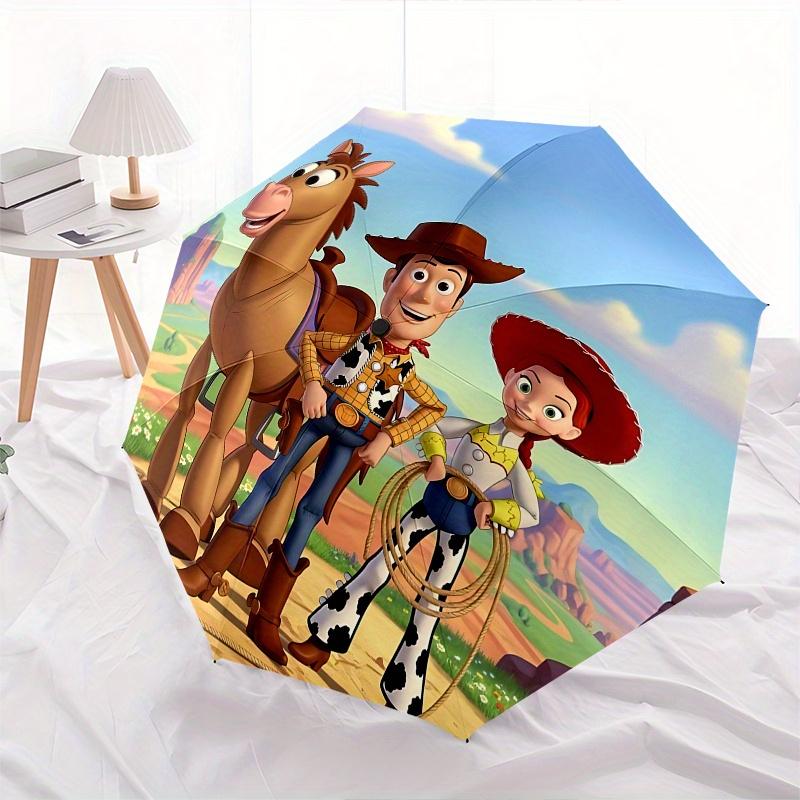 1 Auto Open Woody, Jessie Themed Colorful 8-rib Portable Umbrella for Men and Women, A Compact Commuting Companion Suitable for Daily Drinki
