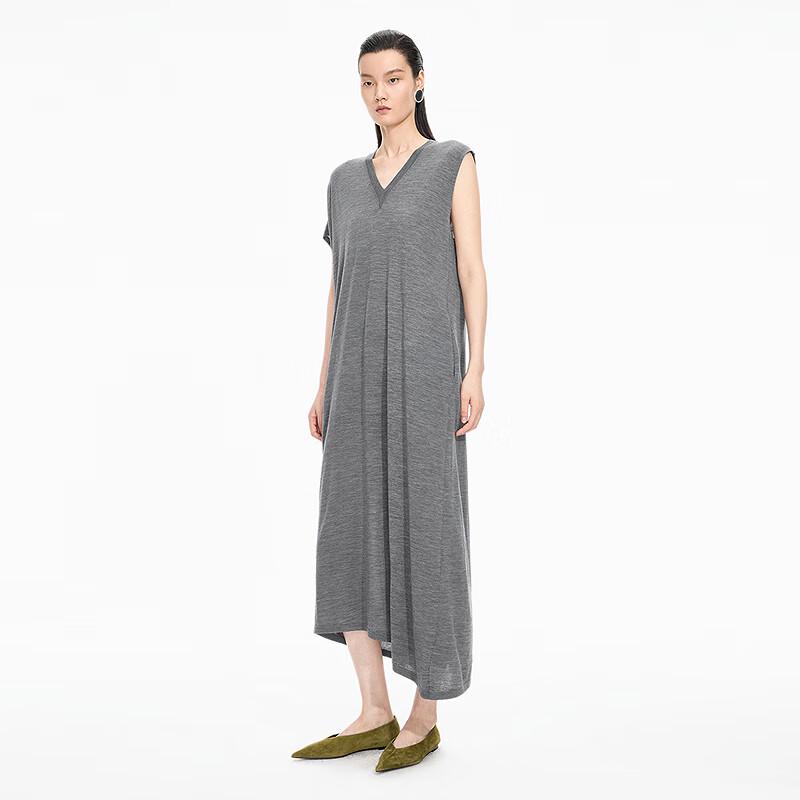 JNBY 25 Autumn Sleeveless V-Neck Relaxed Wool Dress