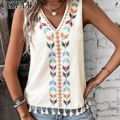 Women's Fashion Casual Summer Spring Sleeveless V-Neck Blouses & Shirts