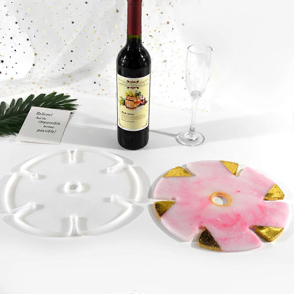 Round Wine Glasses Holders on Bottle Floral Shape Flower Wine Rack Silicone Resin Mold Wine Coaster Epoxy Mold DIY Craft Multicolor