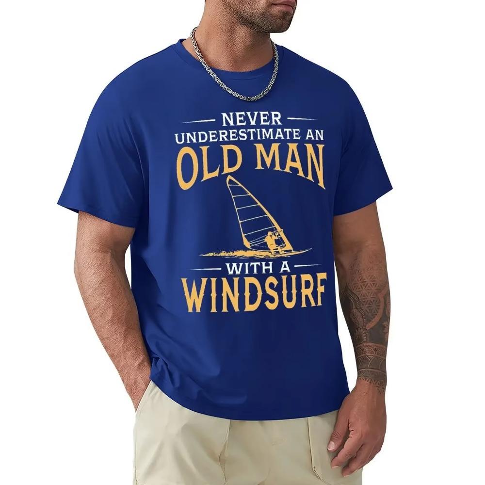 Never Underestimate An Old Man With A Windsurf T Shirt Harajuku Short Sleeve T-shirt 100% Cotton Graphics Tshirt Tops
