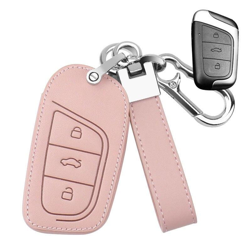 Key Fob Case Genuine Leather Car Remote Smart Key Holder with Hook Auto Keychain Pink Key Fob Case Genuine Leather Car Remote Smart Key Holder with Hook Auto Keychain Pink