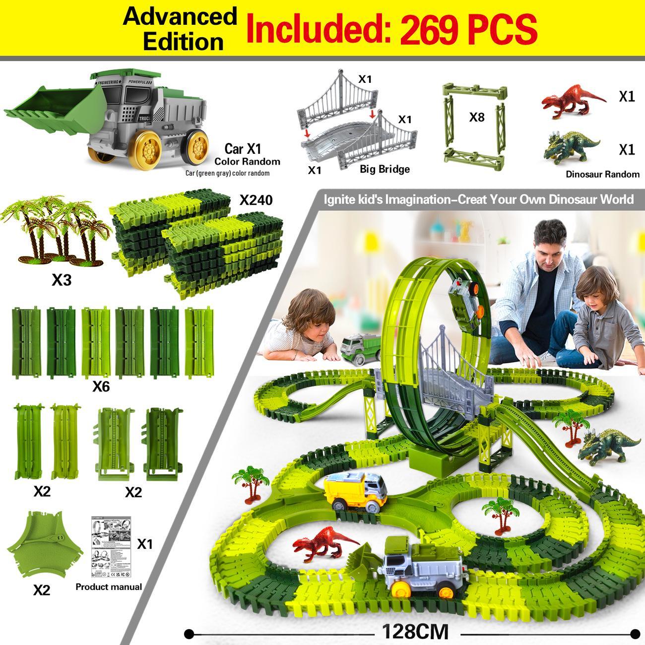 

Трансграничный DIY Электрический Динозавр Трек Машинка Игрушка для Мальчиков