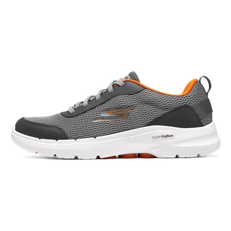 Skechers Go Walk 6 Comfortable and versatile wear-resistant low-top casual shoes men s gray orange 42