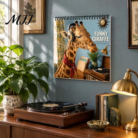 Functional Room Wall Decoration 2027 Funny Giraffe Calendar, Jan.2027-Dec.2027 12-Month Planner, Quirky Animal Calendar with Hilarious Art for