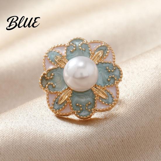 Decorative Lapel Pin Women Brooch Imitation Pearls Enamel Glaze Flower
