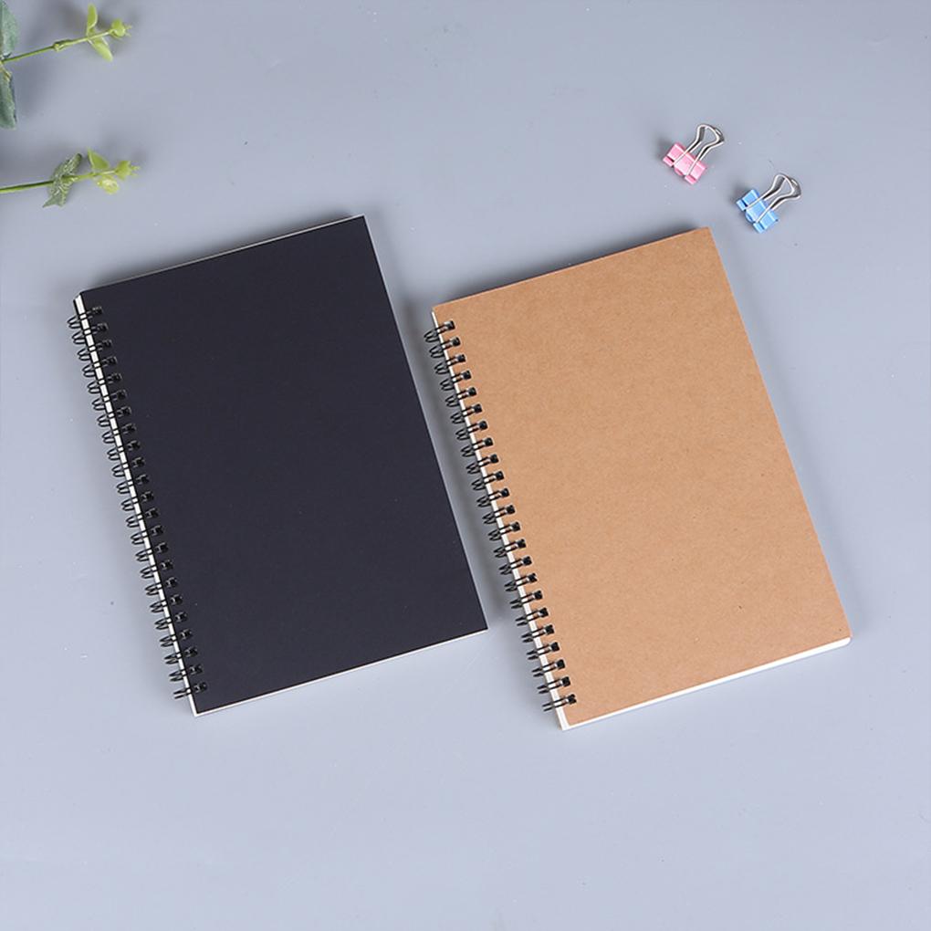 2pieces Double Spiral Office Stationery Supplies Kraft Coil Sketchbook Sketchbook Kraft Notebook