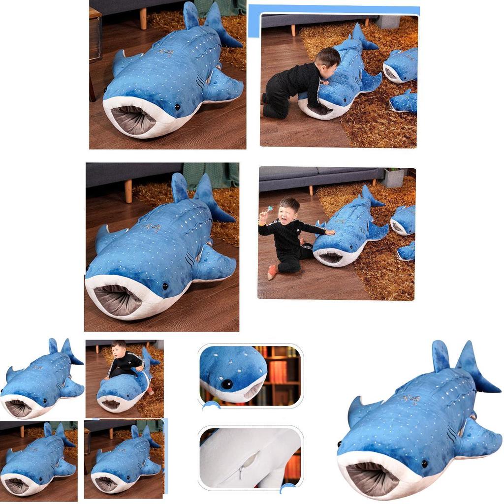 Großes Blauwal Plüschtier Superweiches Stofftier für Kinder Cartoon Hai Wal Kissen