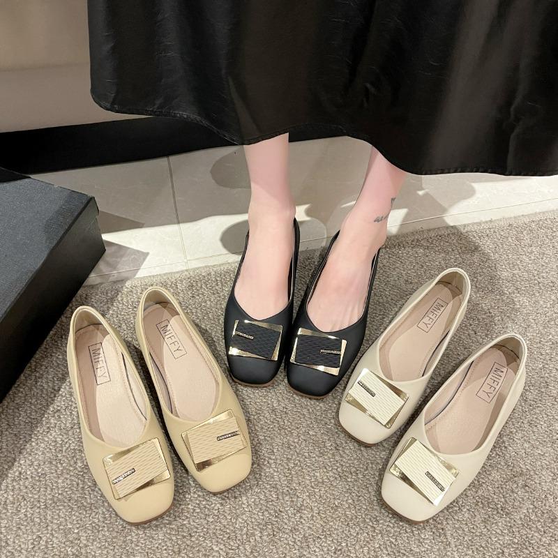 Spring and Autumn New Fairy Single Shoes Women's Ladyshoes Low Heel Shallow Mouth Square Head Gentle Temperament Grandma Shoes Women