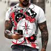 2022 Brand Men’s Shirt 3D Printing Retro Compass Street Cool Trend T-shirt O-neck Design Fashionistas Wear Oversize 5XL