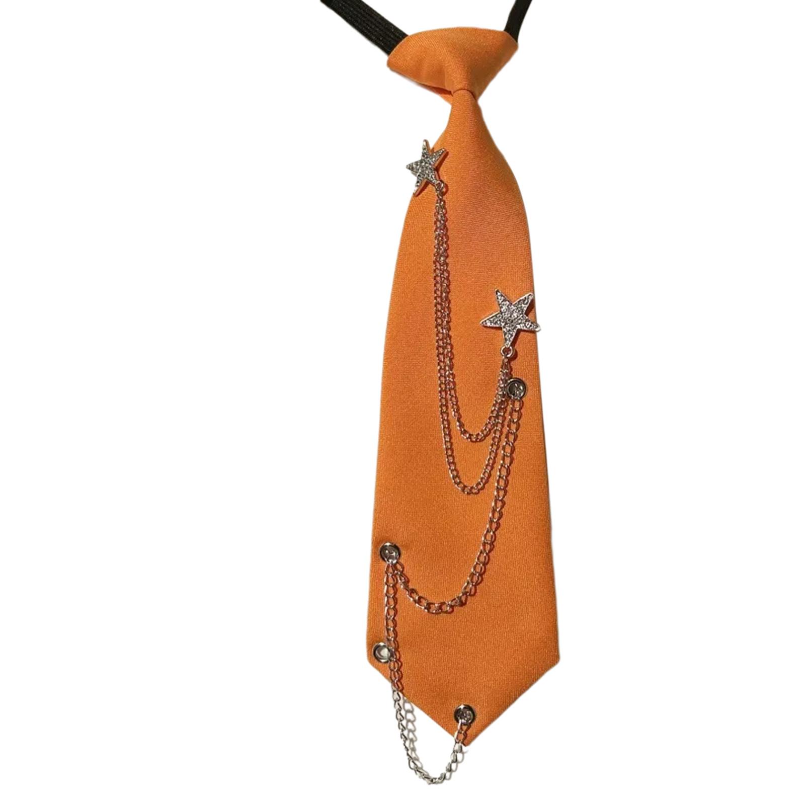 

Японский панк-галстук, звездная цепь, галстук, студенческая форма, регулируемый, предварительно завязанный, воротник рубашки, шейный платок для женщин D
