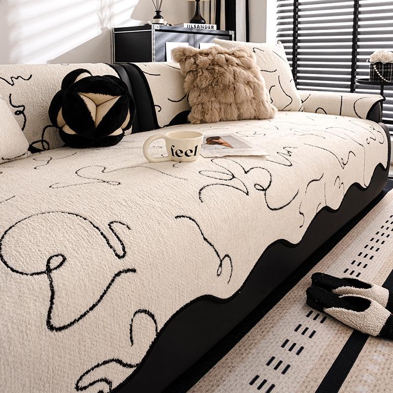 

Plush Autumn And Winter Straight Row Special-Shaped Sofa Cushion New Non-Slip Seat Cushion High-Grade Leather Sofa Cover Towel 70*70cm