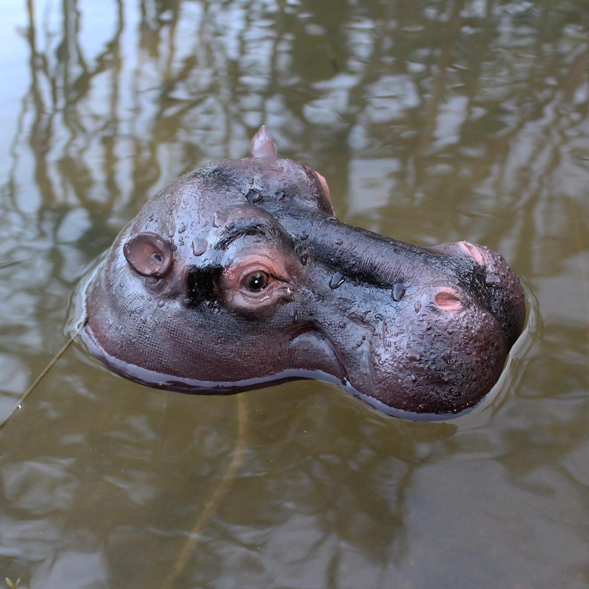 1pc floating hippopotamus resin craft, can float on water, suitable for floating ornaments of water scenery animals such as pond marrone
