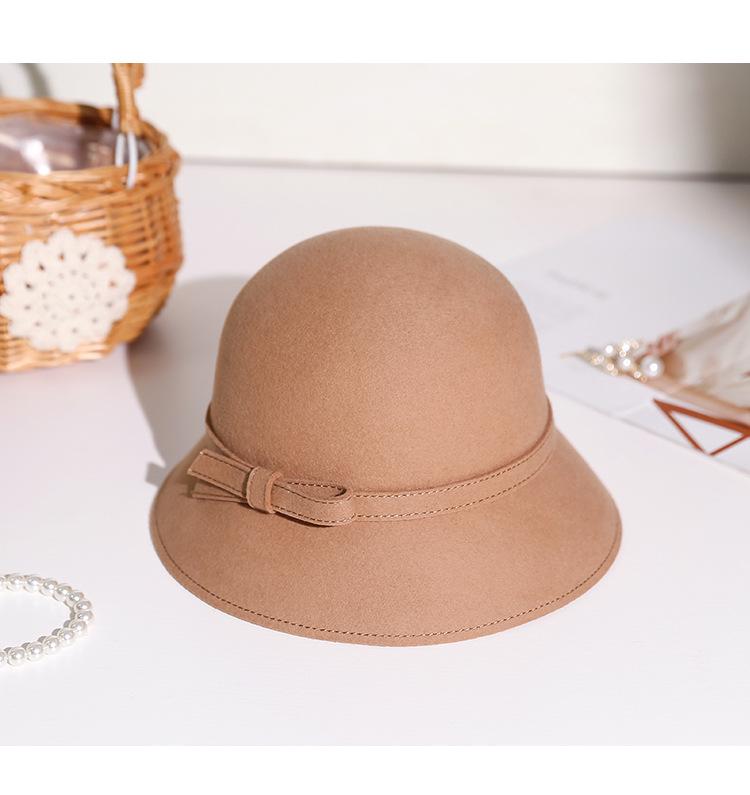 2025 Women's Autumn/Winter Hepburn Style Wool Felt Fedora Bucket Hat