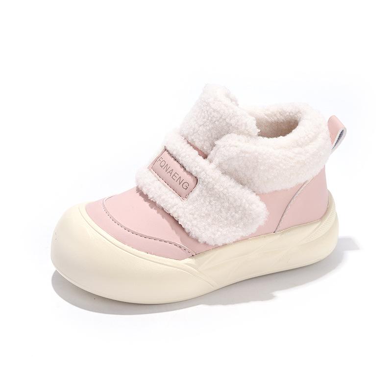 Children's White High-Top Velcro Shoes 2025 - Plus Velvet, Thick Sole