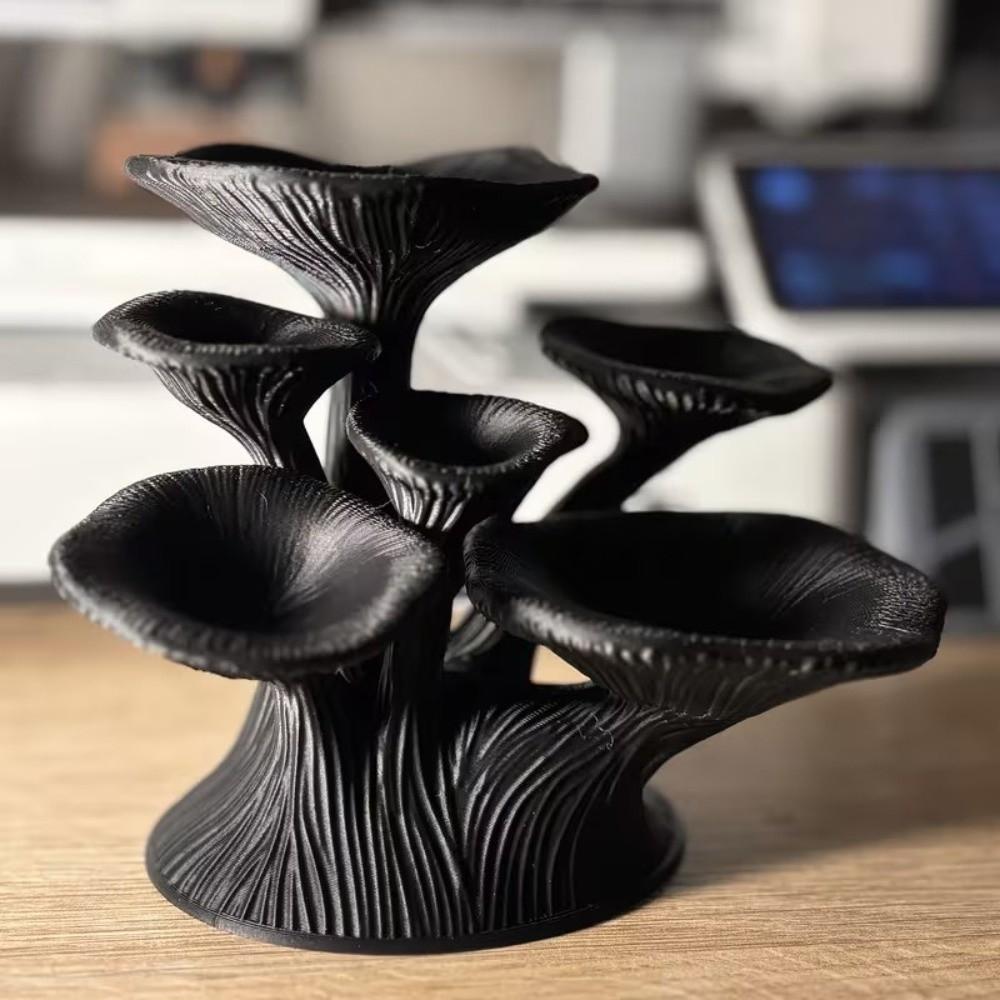 3D Printed Mushroom Jewelry Stand Black Glossy Ring Display Stand Jewelry Tray  Home Desk