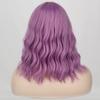 MISSQUEEN Perucă ondulată naturală până la umăr pentru femei cu breton Perucă ondulată violet din fibră sintetică pentru petrecerea cosplay de Halloween