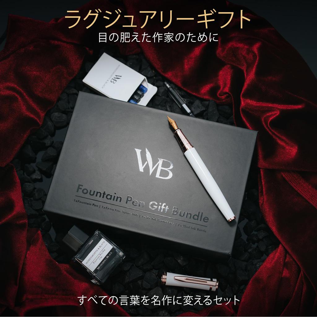 Wordsworth Black Fountain Pen 18K Gold Medium and Extra Fine 25ML Black Ink 6 Ink Ink Refill Gift Smooth Writing Pen Gold Gifts for Men and Women &