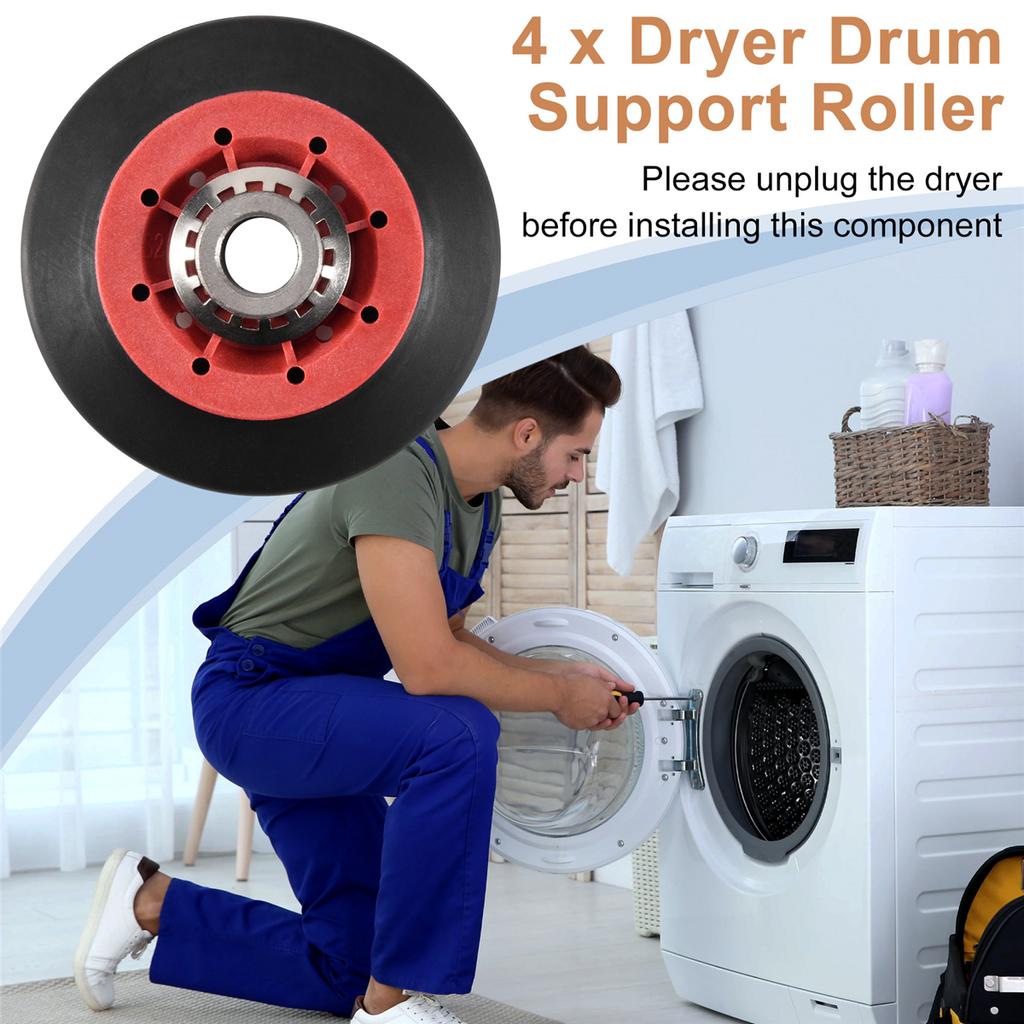 4PCS 8536974 Dryer Drum Roller Fit for Whirlpool, Kenmore - Replaces 8536974, 8536973, W10314171, WPW10314173, PS11752609