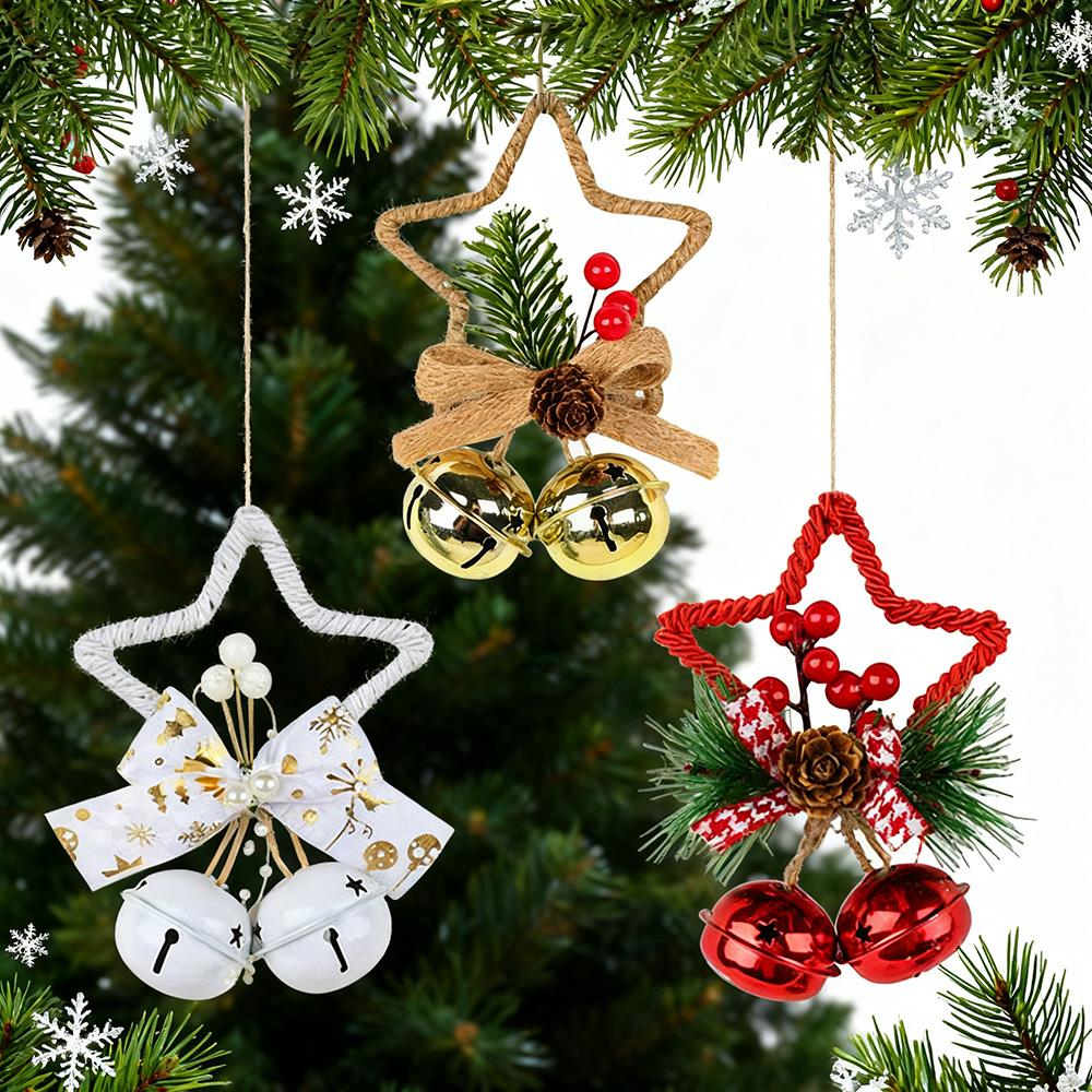 Christmas Bell, 1pcs Christmas Tree Pendant Pentagram Bells for Christmas Tree Ornaments for DIY Christmas Holiday Party Decor