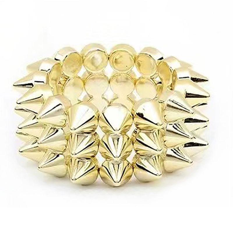 2 Stück Punk Style Nieten Spikes Armband, Unisex Silberfarbenes Edgy Nieten Manschettenarmband für Alltag, Party, Musikfestival-Kleidung