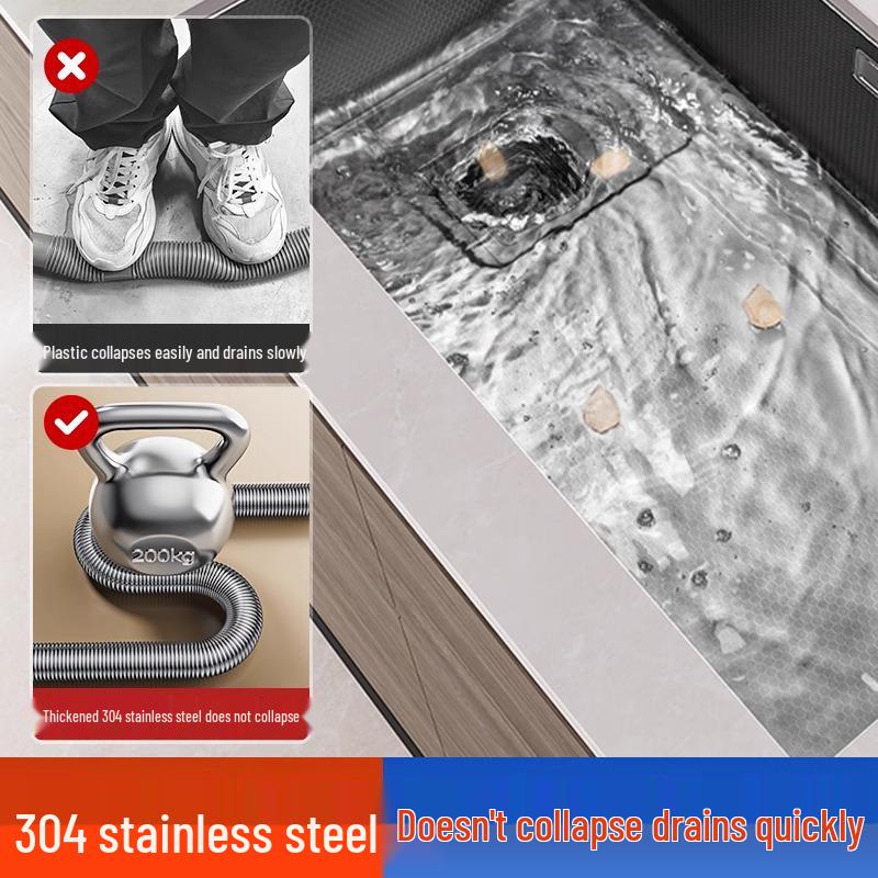 Stainless Steel Anti-Odor Kitchen Sink Drain Pipe Accessories Set