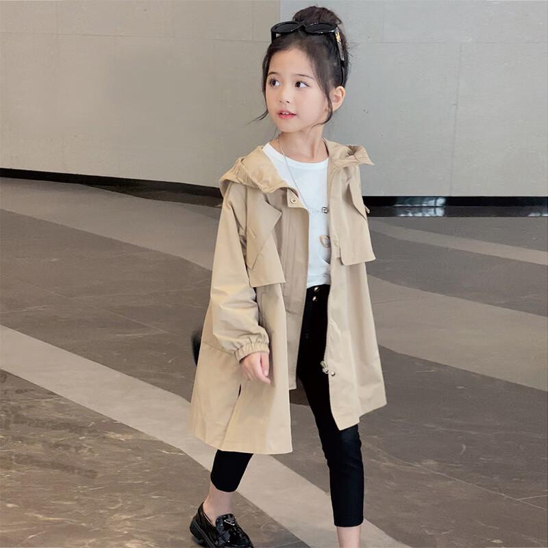 

Yuanyuan Princess Girls British Style Hooded Trench Coat 160