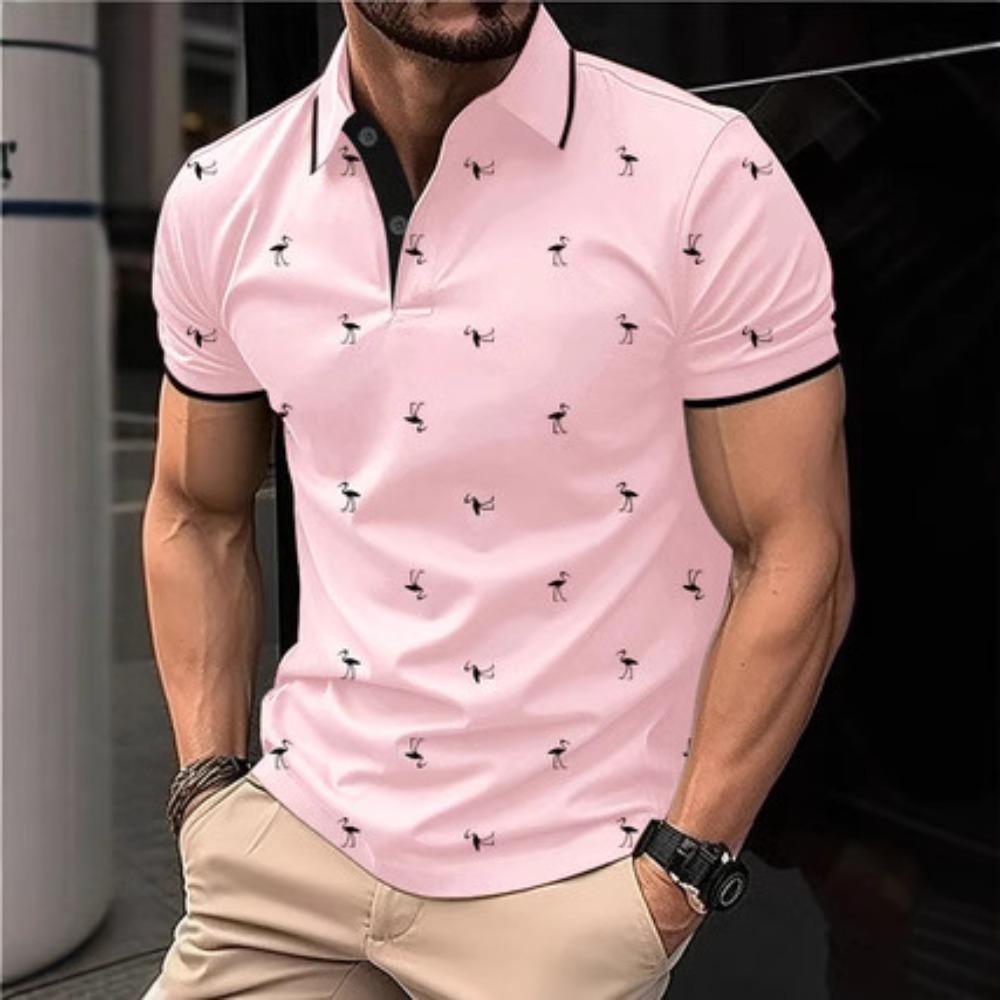 New Men's Collared Polo Shirt with Print – a Stylish, Distinctive Printed Streetwear Top