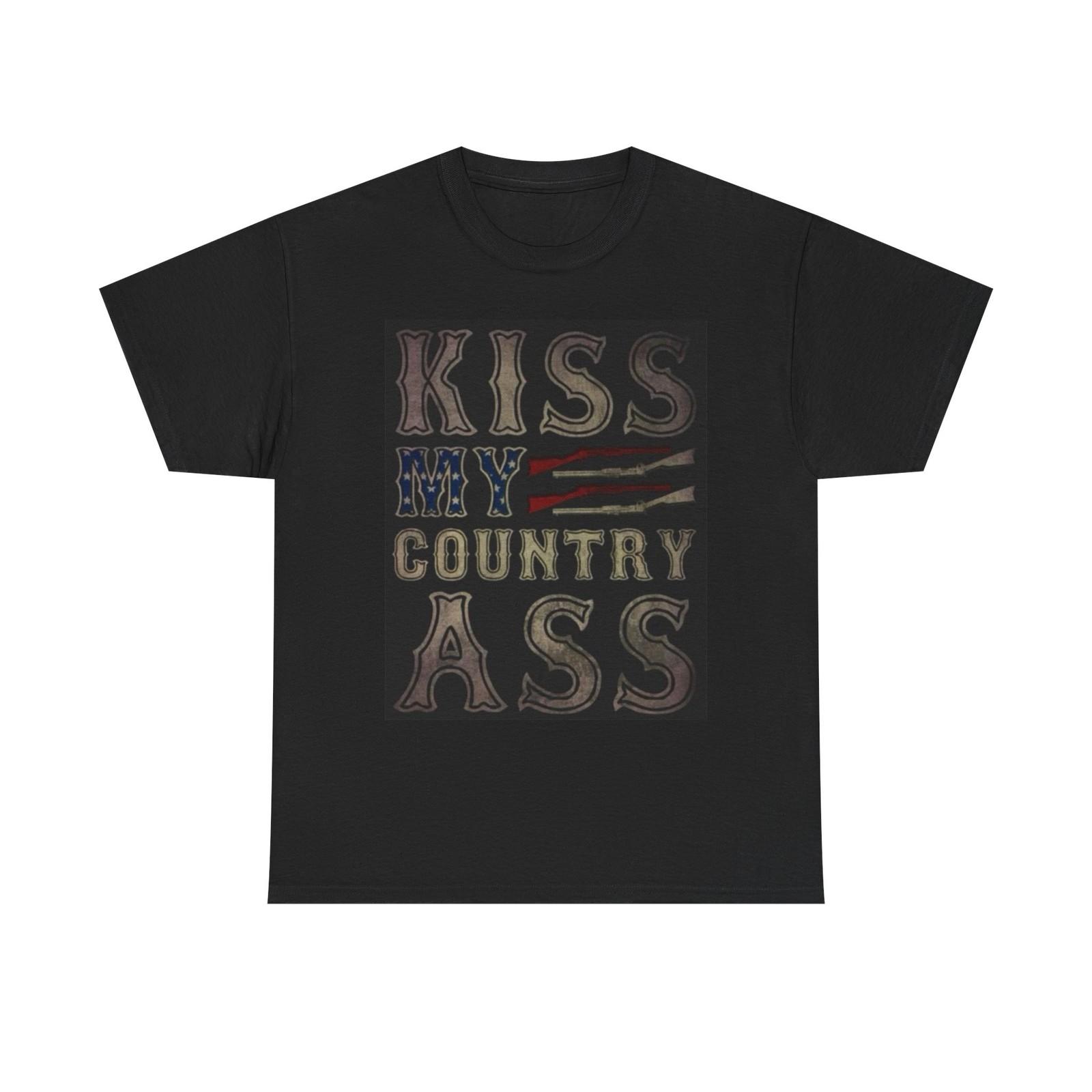 Kiss My Country Ass Graphic T Shirt Unisex Heavy Cotton Tee L