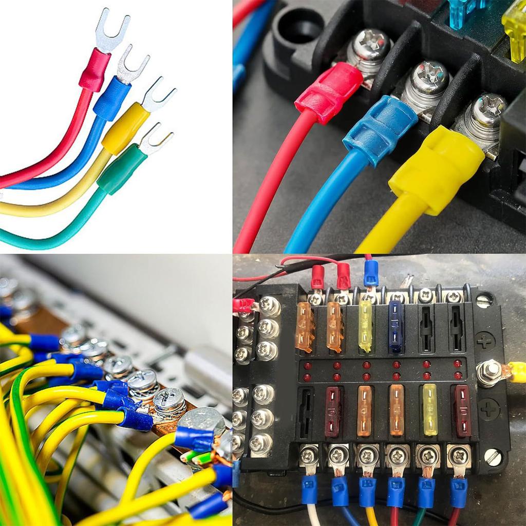 200PCS Insulated Wire Terminals Set Cold Press Electrical Connectors PVC Insulated Crimp Terminals Set for Home & Auto
