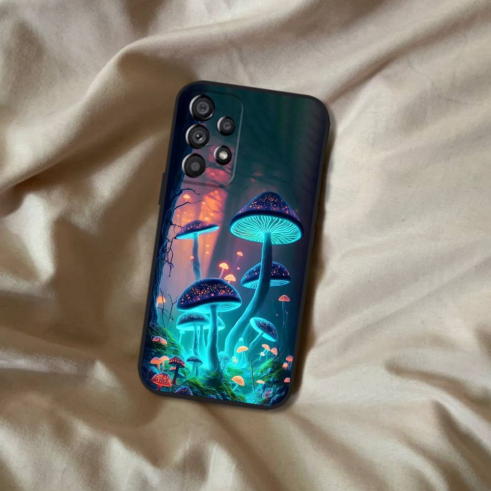 Trippy Art Mushroom Phone Case For Samsung Galaxy A20,A21s,A22,A31,A32,A52,A53,A72,73,A80 Soft Black Cover