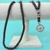 Matte Black Agate Alloy Compass Pendant Necklace - Simple Classic Yoga Design