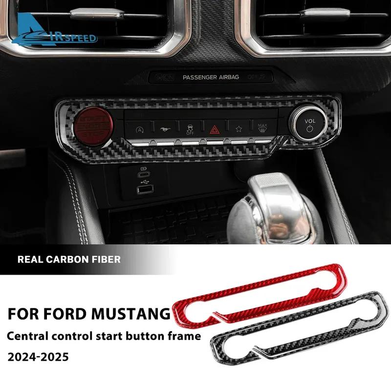 Real Soft Carbon Fiber Sticker For Ford Mustang GT 2024 2025  LHD RHD Car Central Control Star Button Interior Trim Accessories