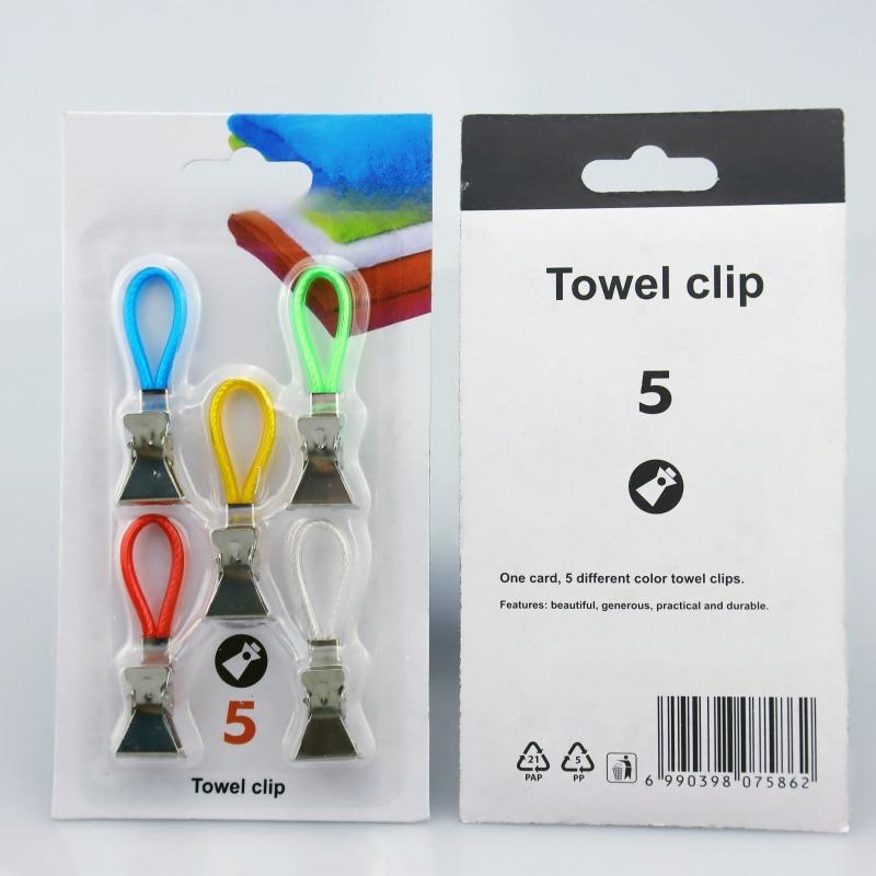 Metal Towel Clip, Towel Clip, Beach Towel Clip, Plastic Colored Rope