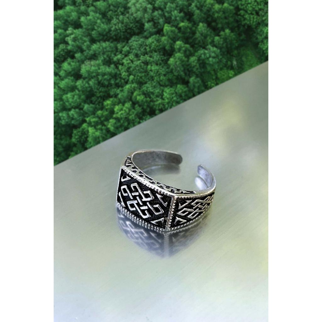 Knight Labyrinth Model Unisex Adjustable Black Ring