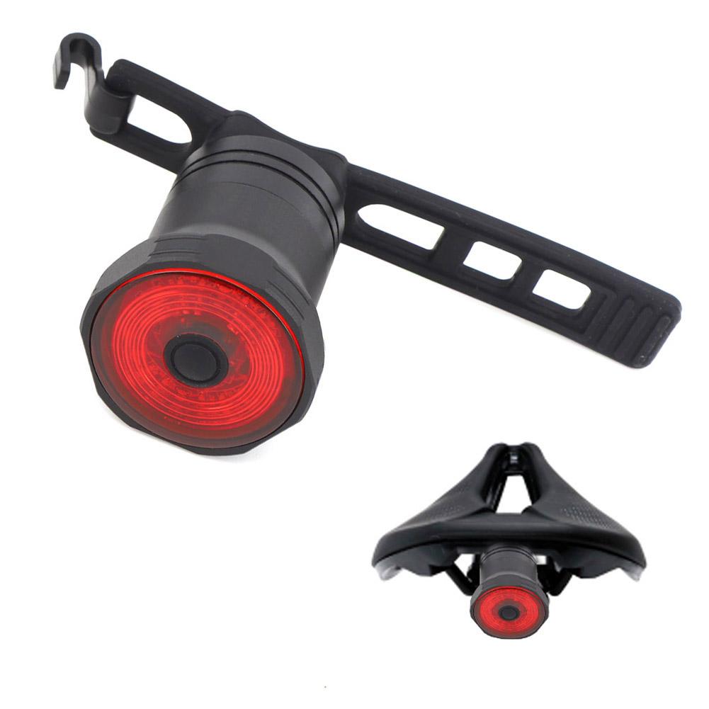 Černá hliníková slitina IPX6 Vodotěsná Chytré zadní brzdové světlo na kolo USB nabíjení Varovné zadní světlo na kolo Cyklistika