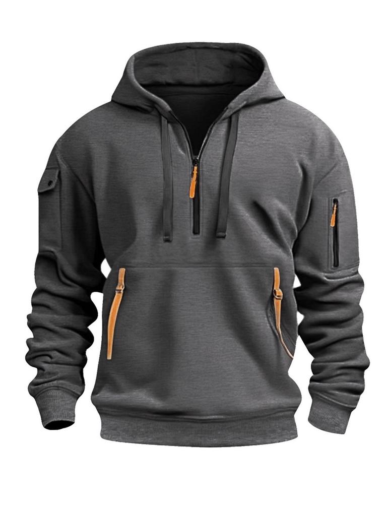 Men’s Custom Logo Hoodie: Cross-border Autumn/Winter Zip Pocket Pullover Jacket