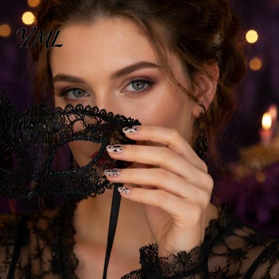 Women Nail Art Halloween Gothic Bat Stickers, Black Cat Bow Manicure Decoration Waterproof Stickers Decals, Girls Accessories for Holiday Party