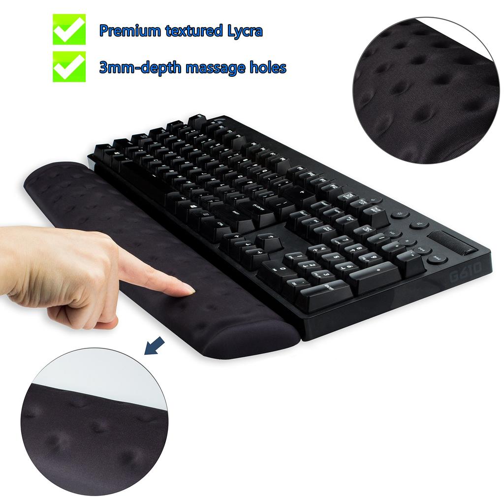BRILA Memory Foam Mouse Keyboard Wrist Rest Support Pad Cushion Set for Computer Laptop Office Work PC Massage Hole Design for Easy Typing & Gaming,