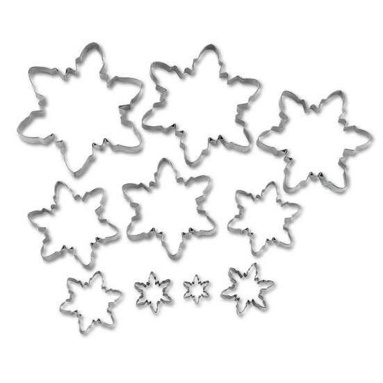 10Pcs Christmas Snowflake Cookie Cutter Set Stainless Steel 3D Tree Mold Non-Stick Baking Tools for Holiday