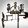 Rotating Rock Trio Skeleton Wind Spinner Wind-Powered Musical Skull Garden Stake  Courtyard