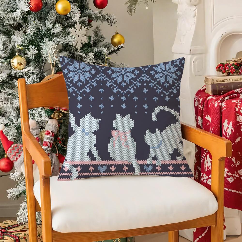 Classical Sweater Pattern Pillow Case Silky Short Plush With Invisible Zipper Dustproof Sofa Cushion Cover For Home Decor