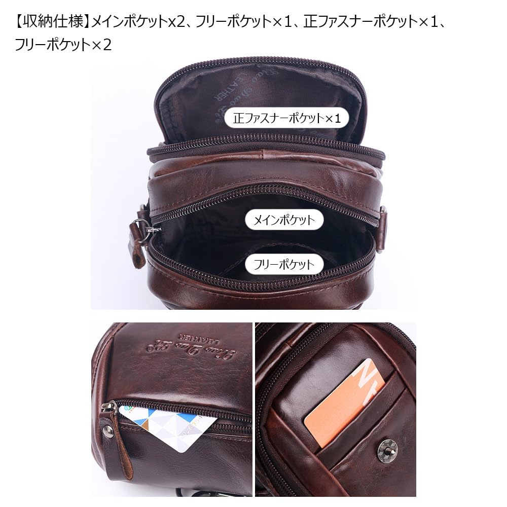 Whatna Cowhide Mini One Shoulder Bag Mini Waist Bag Waist Pouch Motorcycle Belt Bag Hip Bag Thick Leather Genuine Leather Unisex Mini Crossbody Bag